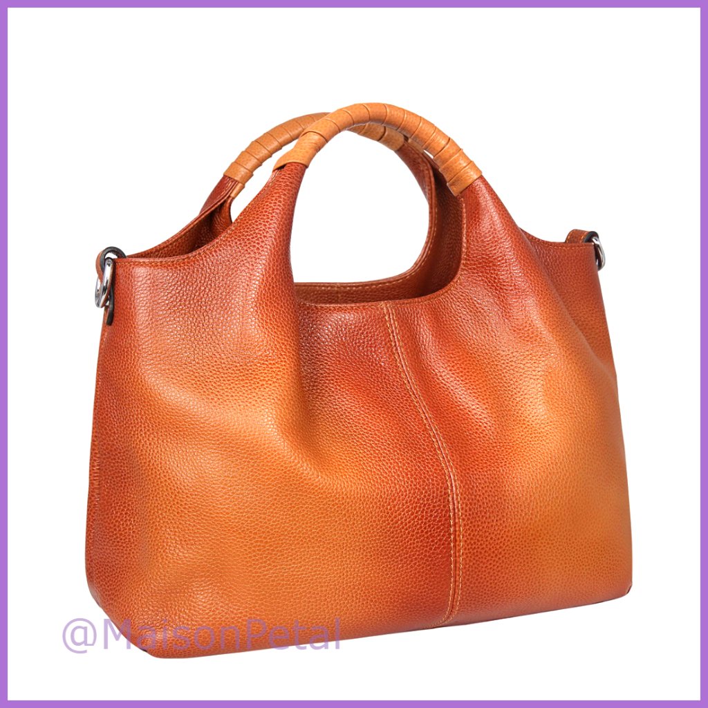 Genuine Leather Satchel Bag With Adjustable Crossbody Strap